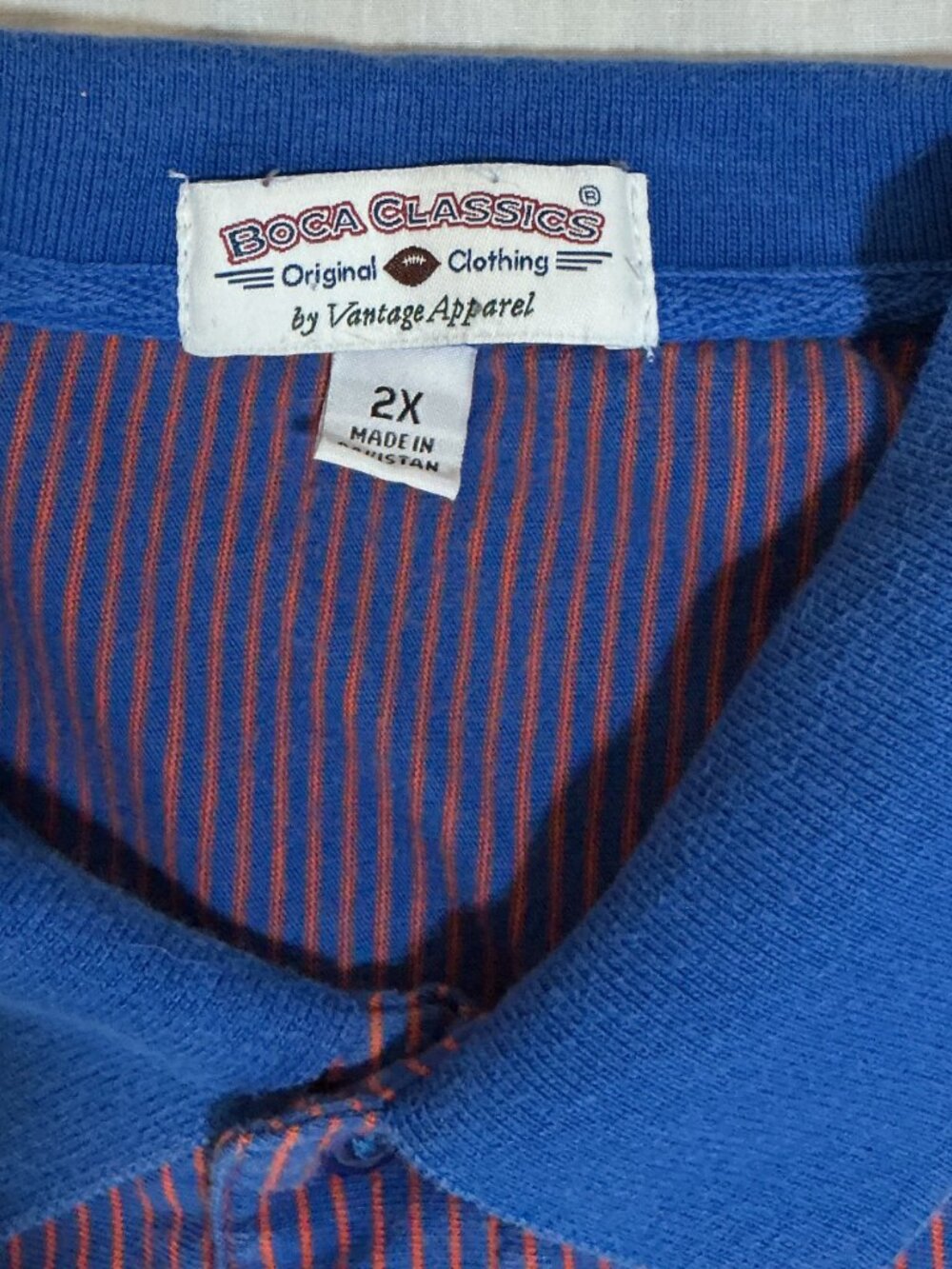 Boca Classics/Polo Shirt/Mens 2X/Blue Orange Florida Gators Striped NCAA Golf - Picture 2 of 7